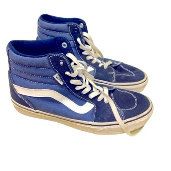 Vans Filmore SK8 Hi Top Suede Canvas Navy Blue sneaker skater shoe like new 9.5 - Picture 6 of 12